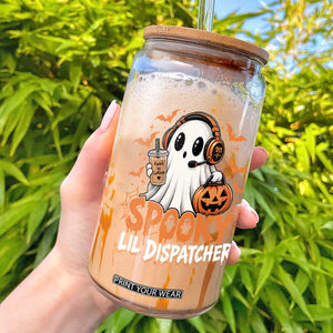 Halloween 911 Dispatcher Glass Can Spooky Lil Operator Ghost 911 Emergency