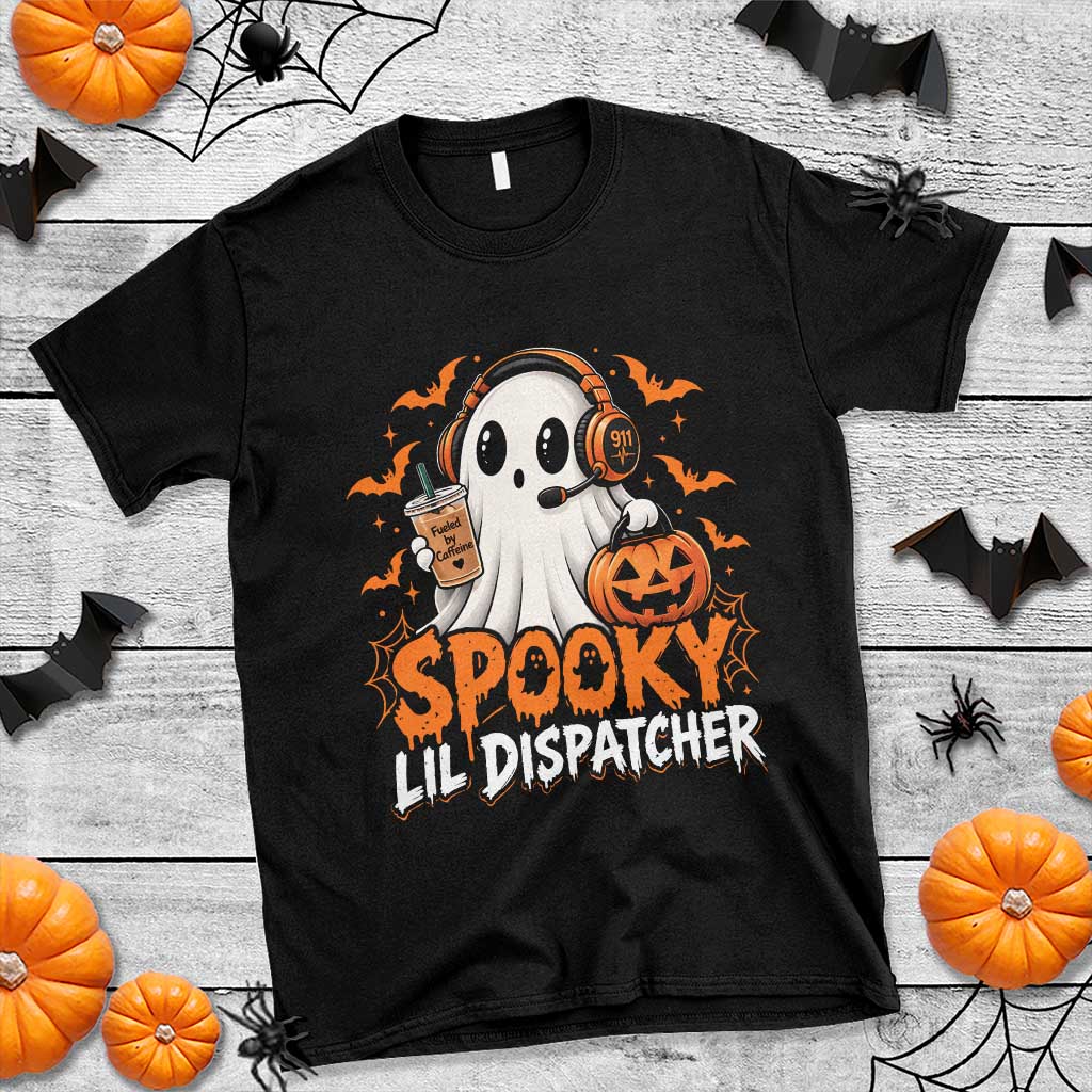 Halloween 911 Dispatcher T Shirt Spooky Lil Operator Ghost 911 Emergency