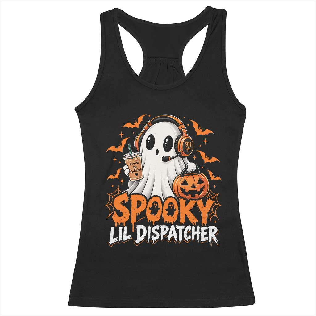 Halloween 911 Dispatcher Racerback Tank Top Spooky Lil Operator Ghost 911 Emergency