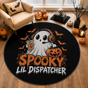 Halloween 911 Dispatcher Round Rug Spooky Lil Operator Ghost 911 Emergency