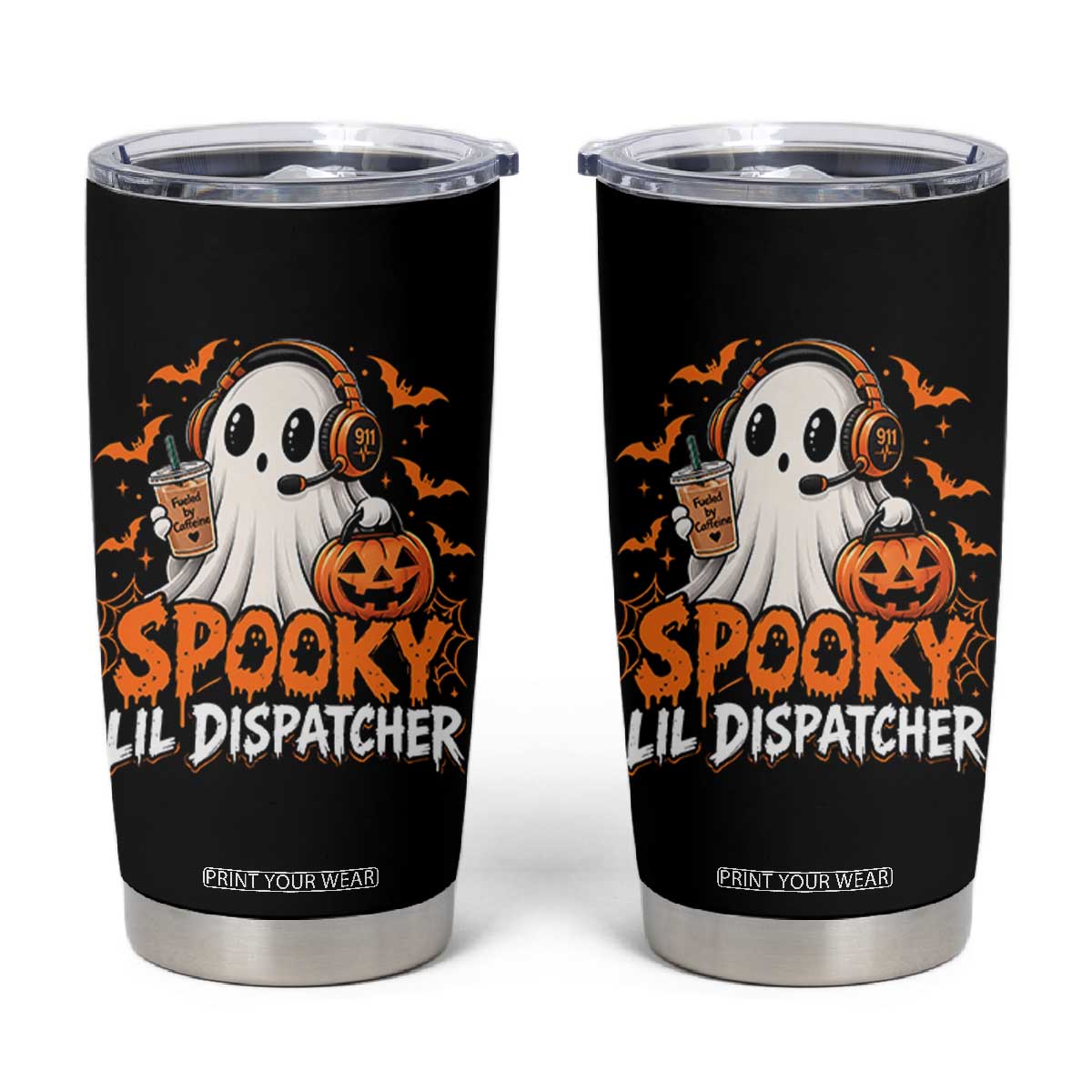Halloween 911 Dispatcher Tumbler Cup Spooky Lil Operator Ghost 911 Emergency