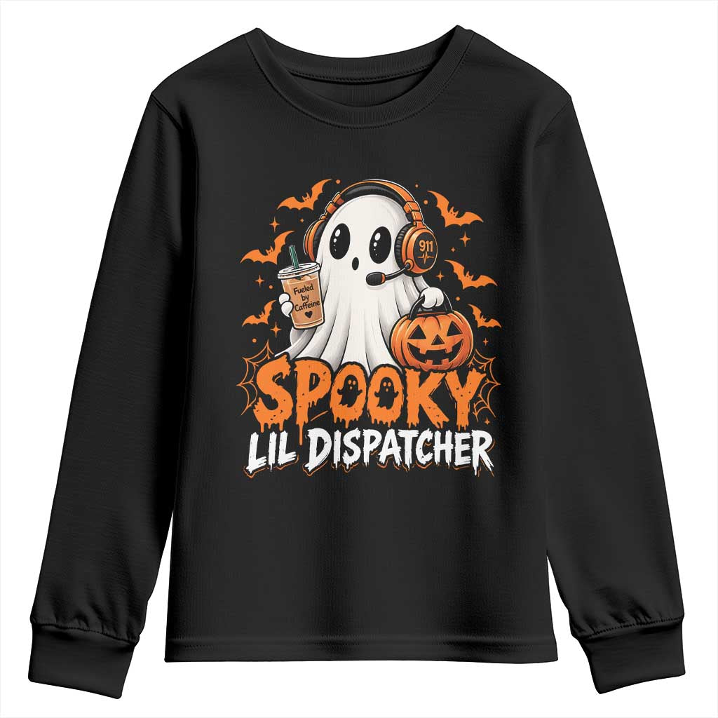 Halloween 911 Dispatcher Youth Sweatshirt Spooky Lil Operator Ghost 911 Emergency