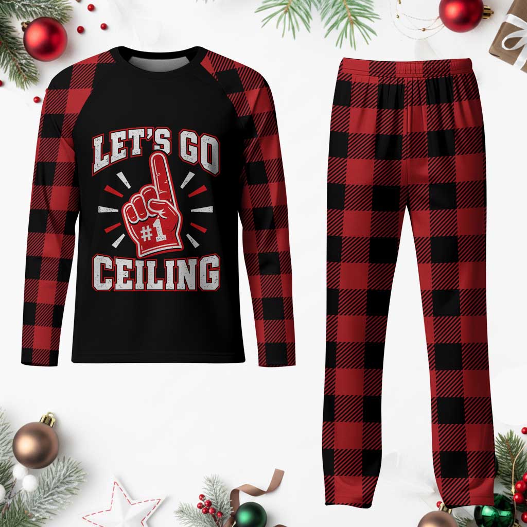 Lets Go Ceiling Fan Funny Lazy Halloween Plaid Pajama Set