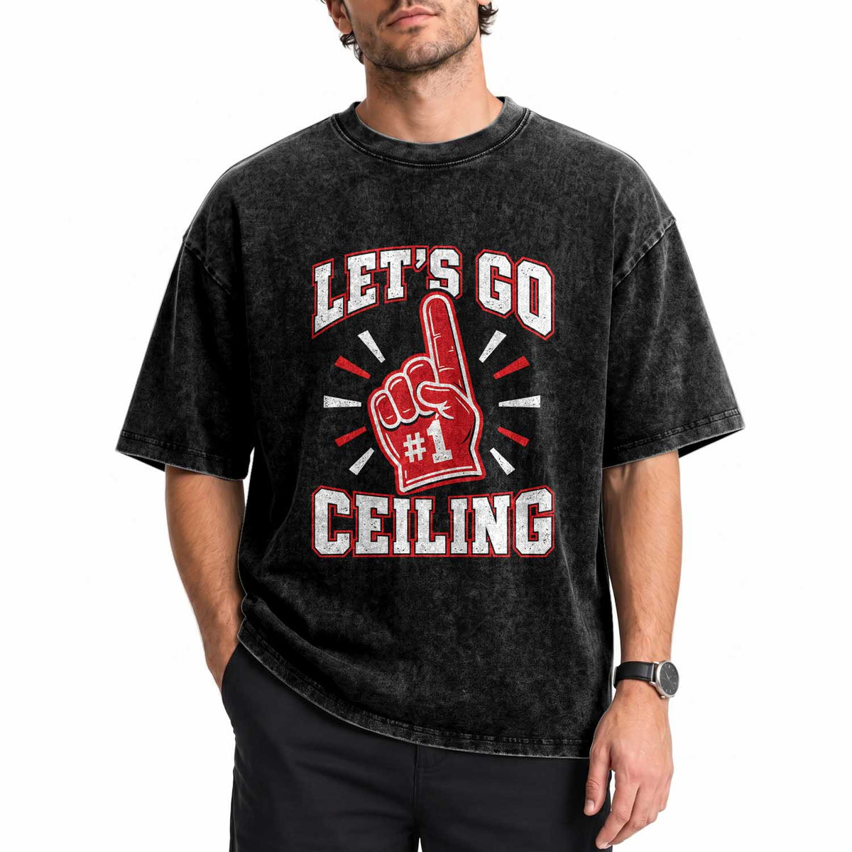 Lets Go Ceiling Fan Funny Lazy Halloween Washed Cotton T-Shirt