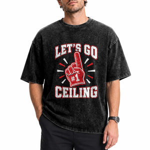 Lets Go Ceiling Fan Funny Lazy Halloween Washed Cotton T-Shirt