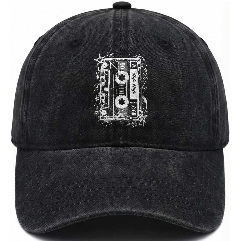 Y2k Cassette 90s Hip Hop 2000s Grunge Vintage Graphic Washed Cotton Baseball Cap