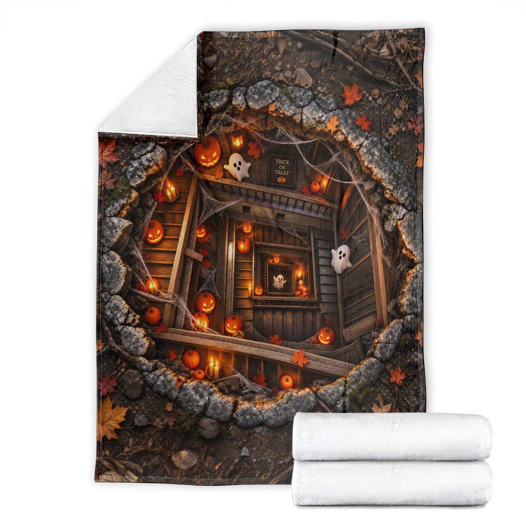 Halloween Ghost Pumpkin Cellar 3D Optical Illusion Throw Blanket Haunted  Fall Forest Dungeon
