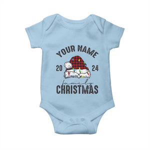 Personalized Christmas Family Baby Onesie Custom Name Family Christmas 2024 Santa Hat TS11 Light Blue Print Your Wear