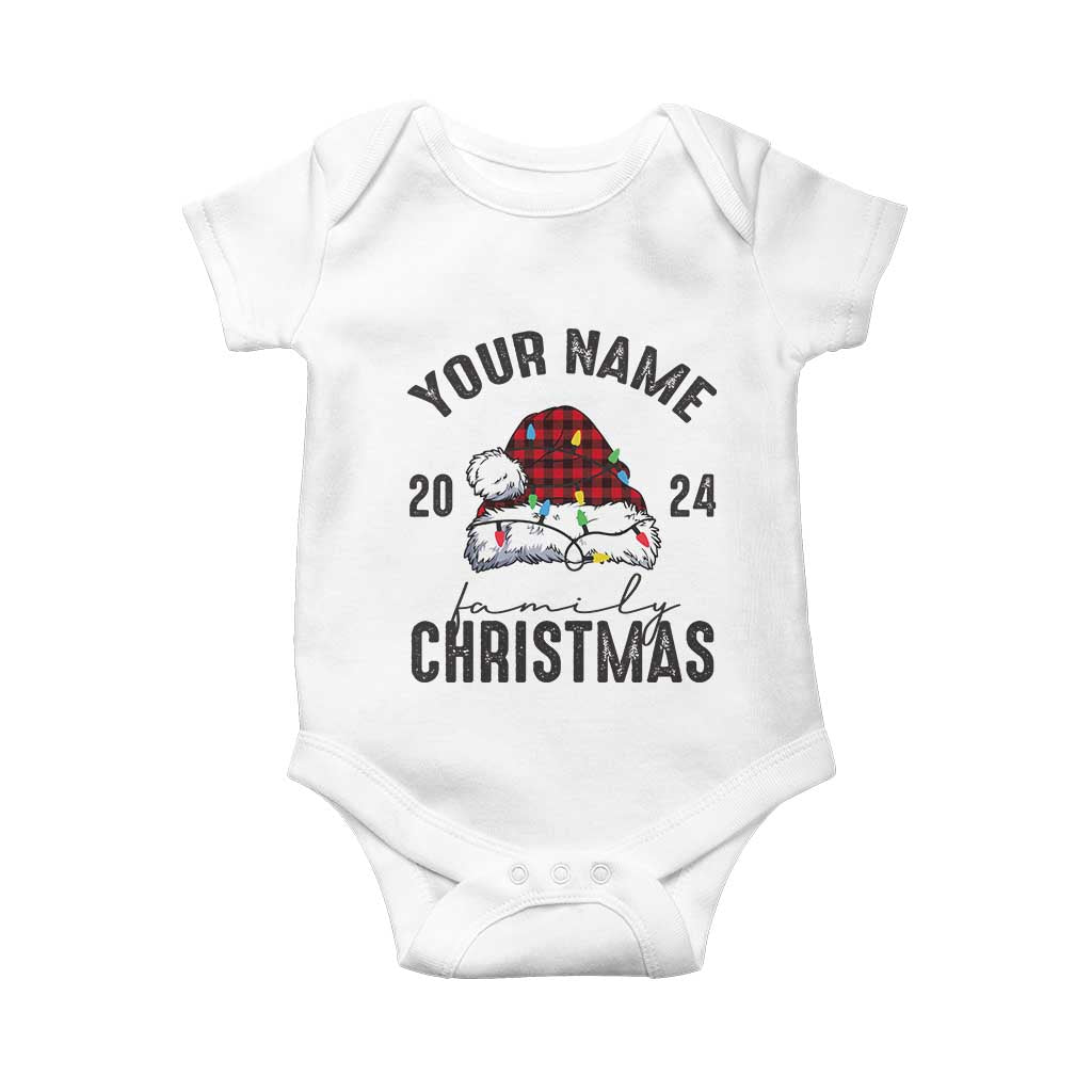 Personalized Christmas Family Baby Onesie Custom Name Family Christmas 2024 Santa Hat TS11 White Print Your Wear