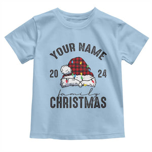 Personalized Christmas Family Baby Shirt Custom Name Family Christmas 2024 Santa Hat TS11 Light Blue Print Your Wear