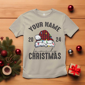 Personalized Christmas Family T Shirt Custom Name Family Christmas 2024 Santa Hat TS11 Sand Print Your Wear