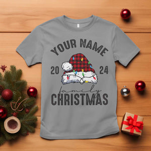 Personalized Christmas Family T Shirt Custom Name Family Christmas 2024 Santa Hat TS11 Sport Gray Print Your Wear