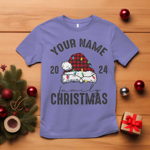 Personalized Christmas Family T Shirt Custom Name Family Christmas 2024 Santa Hat TS11 Violet Print Your Wear