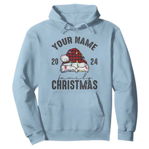 Personalized Christmas Family Hoodie Custom Name Family Christmas 2024 Santa Hat TS11 Light Blue Print Your Wear