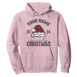 Personalized Christmas Family Hoodie Custom Name Family Christmas 2024 Santa Hat TS11 Light Pink Print Your Wear