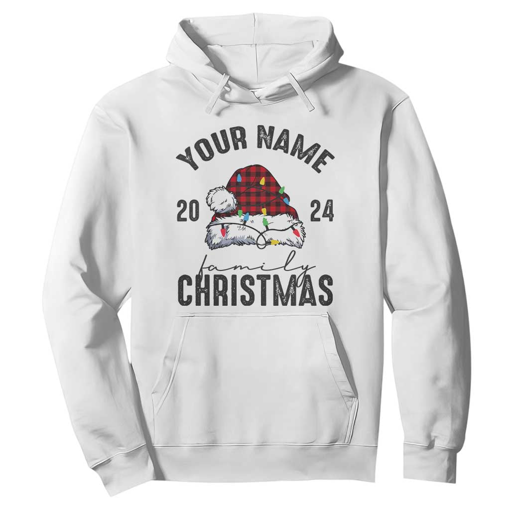 Personalized Christmas Family Hoodie Custom Name Family Christmas 2024 Santa Hat TS11 White Print Your Wear