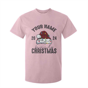 Personalized Christmas Family T Shirt For Kid Custom Name Family Christmas 2024 Santa Hat TS11 Light Pink Print Your Wear