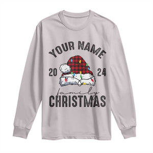 Personalized Christmas Family Long Sleeve Shirt Custom Name Family Christmas 2024 Santa Hat TS11 Ice Gray Print Your Wear