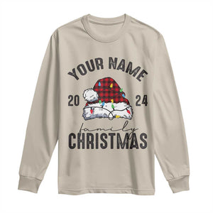 Personalized Christmas Family Long Sleeve Shirt Custom Name Family Christmas 2024 Santa Hat TS11 Sand Print Your Wear