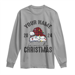 Personalized Christmas Family Long Sleeve Shirt Custom Name Family Christmas 2024 Santa Hat TS11 Sport Gray Print Your Wear