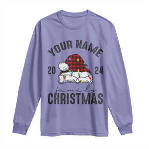 Personalized Christmas Family Long Sleeve Shirt Custom Name Family Christmas 2024 Santa Hat TS11 Violet Print Your Wear