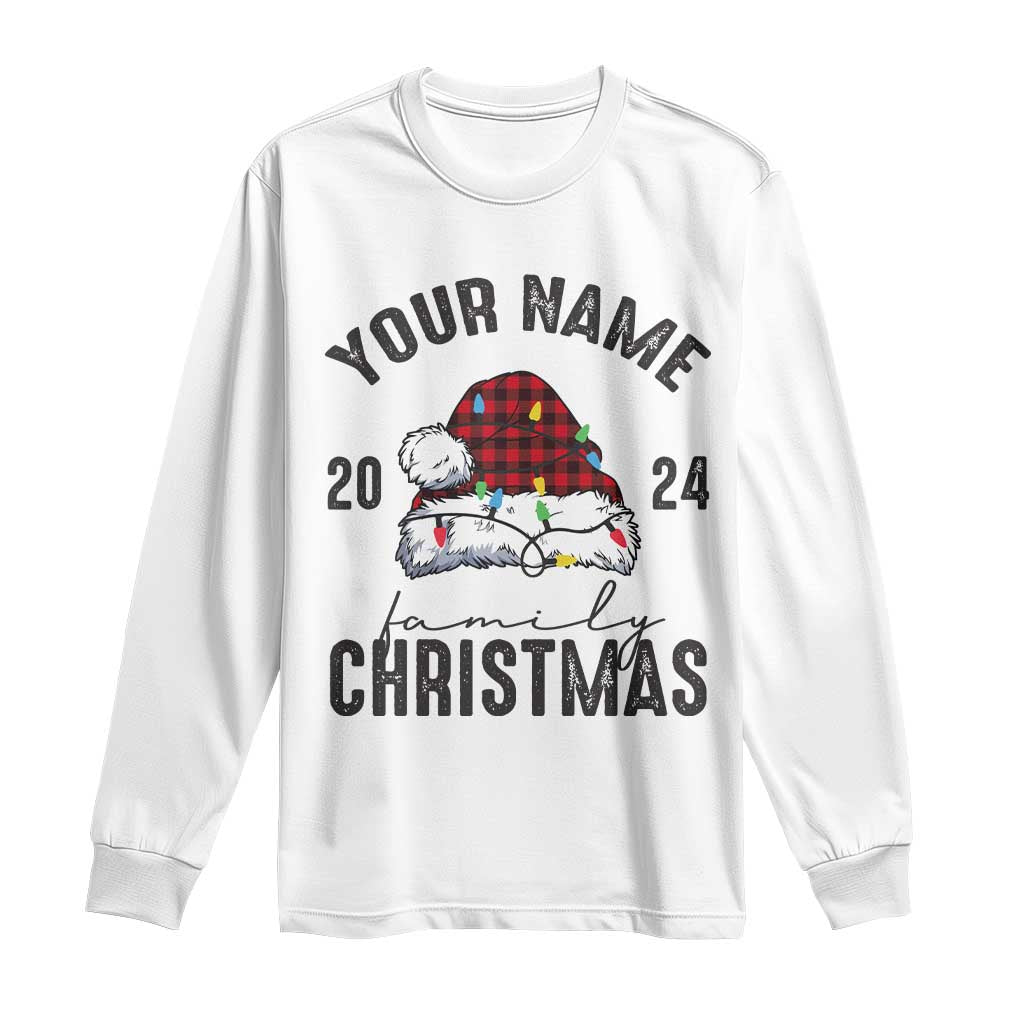 Personalized Christmas Family Long Sleeve Shirt Custom Name Family Christmas 2024 Santa Hat TS11 White Print Your Wear