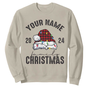 Personalized Christmas Family Sweatshirt Custom Name Family Christmas 2024 Santa Hat TS11 Sand Print Your Wear