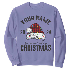 Personalized Christmas Family Sweatshirt Custom Name Family Christmas 2024 Santa Hat TS11 Violet Print Your Wear