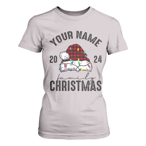 Personalized Christmas Family T Shirt For Women Custom Name Family Christmas 2024 Santa Hat TS11 Ice Gray Print Your Wear