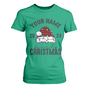 Personalized Christmas Family T Shirt For Women Custom Name Family Christmas 2024 Santa Hat TS11 Irish Green Print Your Wear