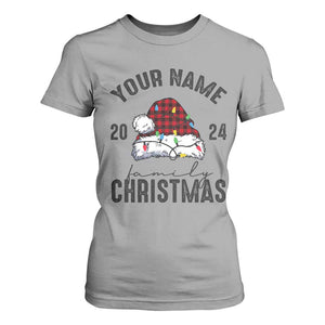 Personalized Christmas Family T Shirt For Women Custom Name Family Christmas 2024 Santa Hat TS11 Sport Gray Print Your Wear