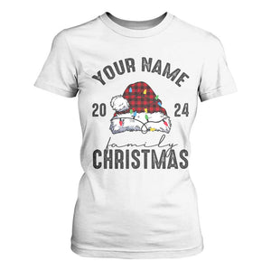 Personalized Christmas Family T Shirt For Women Custom Name Family Christmas 2024 Santa Hat TS11 White Print Your Wear