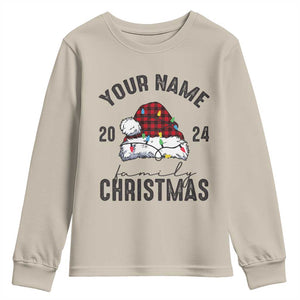 Personalized Christmas Family Youth Sweatshirt Custom Name Family Christmas 2024 Santa Hat TS11 Sand Print Your Wear