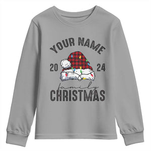 Personalized Christmas Family Youth Sweatshirt Custom Name Family Christmas 2024 Santa Hat TS11 Sport Gray Print Your Wear