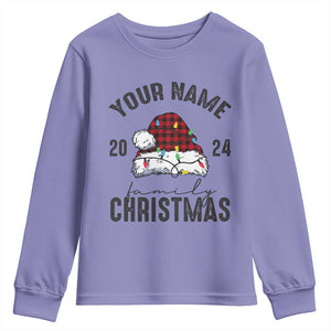 Personalized Christmas Family Youth Sweatshirt Custom Name Family Christmas 2024 Santa Hat TS11 Violet Print Your Wear