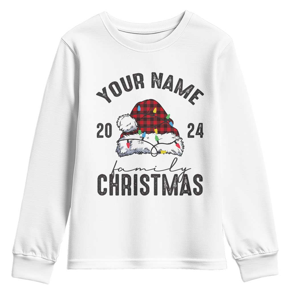 Personalized Christmas Family Youth Sweatshirt Custom Name Family Christmas 2024 Santa Hat TS11 White Print Your Wear