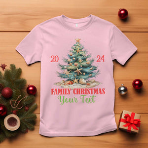 Personalized Christmas Family In Hawaii T Shirt Custom Name Family Christmas 2024 Sea Christmas Tree TS11 Light Pink Print Your Wear