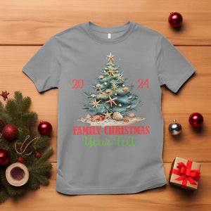 Personalized Christmas Family In Hawaii T Shirt Custom Name Family Christmas 2024 Sea Christmas Tree TS11 Sport Gray Print Your Wear