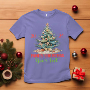 Personalized Christmas Family In Hawaii T Shirt Custom Name Family Christmas 2024 Sea Christmas Tree TS11 Violet Print Your Wear