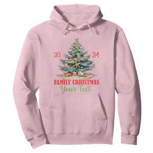 Personalized Christmas Family In Hawaii Hoodie Custom Name Family Christmas 2024 Sea Christmas Tree TS11 Light Pink Print Your Wear