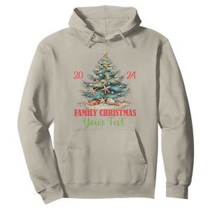 Personalized Christmas Family In Hawaii Hoodie Custom Name Family Christmas 2024 Sea Christmas Tree TS11 Sand Print Your Wear