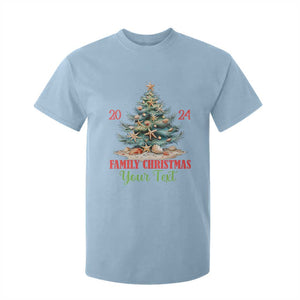 Personalized Christmas Family In Hawaii T Shirt For Kid Custom Name Family Christmas 2024 Sea Christmas Tree TS11 Light Blue Print Your Wear