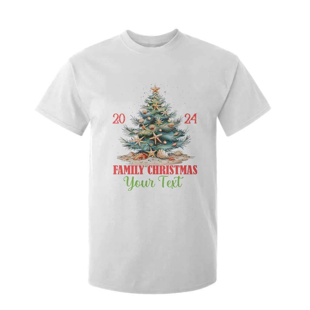 Personalized Christmas Family In Hawaii T Shirt For Kid Custom Name Family Christmas 2024 Sea Christmas Tree TS11 White Print Your Wear