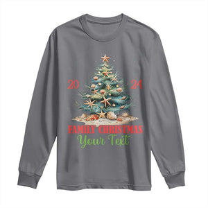 Personalized Christmas Family In Hawaii Long Sleeve Shirt Custom Name Family Christmas 2024 Sea Christmas Tree TS11 Charcoal Print Your Wear