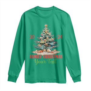 Personalized Christmas Family In Hawaii Long Sleeve Shirt Custom Name Family Christmas 2024 Sea Christmas Tree TS11 Irish Green Print Your Wear