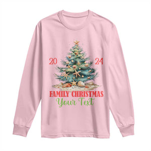 Personalized Christmas Family In Hawaii Long Sleeve Shirt Custom Name Family Christmas 2024 Sea Christmas Tree TS11 Light Pink Print Your Wear