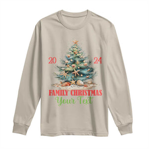 Personalized Christmas Family In Hawaii Long Sleeve Shirt Custom Name Family Christmas 2024 Sea Christmas Tree TS11 Sand Print Your Wear