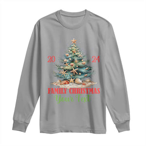 Personalized Christmas Family In Hawaii Long Sleeve Shirt Custom Name Family Christmas 2024 Sea Christmas Tree TS11 Sport Gray Print Your Wear