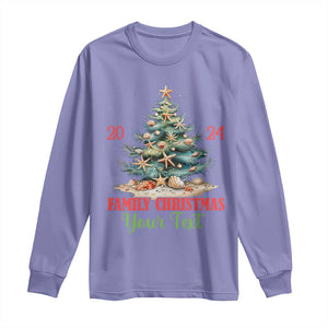 Personalized Christmas Family In Hawaii Long Sleeve Shirt Custom Name Family Christmas 2024 Sea Christmas Tree TS11 Violet Print Your Wear