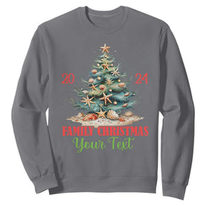 Personalized Christmas Family In Hawaii Sweatshirt Custom Name Family Christmas 2024 Sea Christmas Tree TS11 Charcoal Print Your Wear